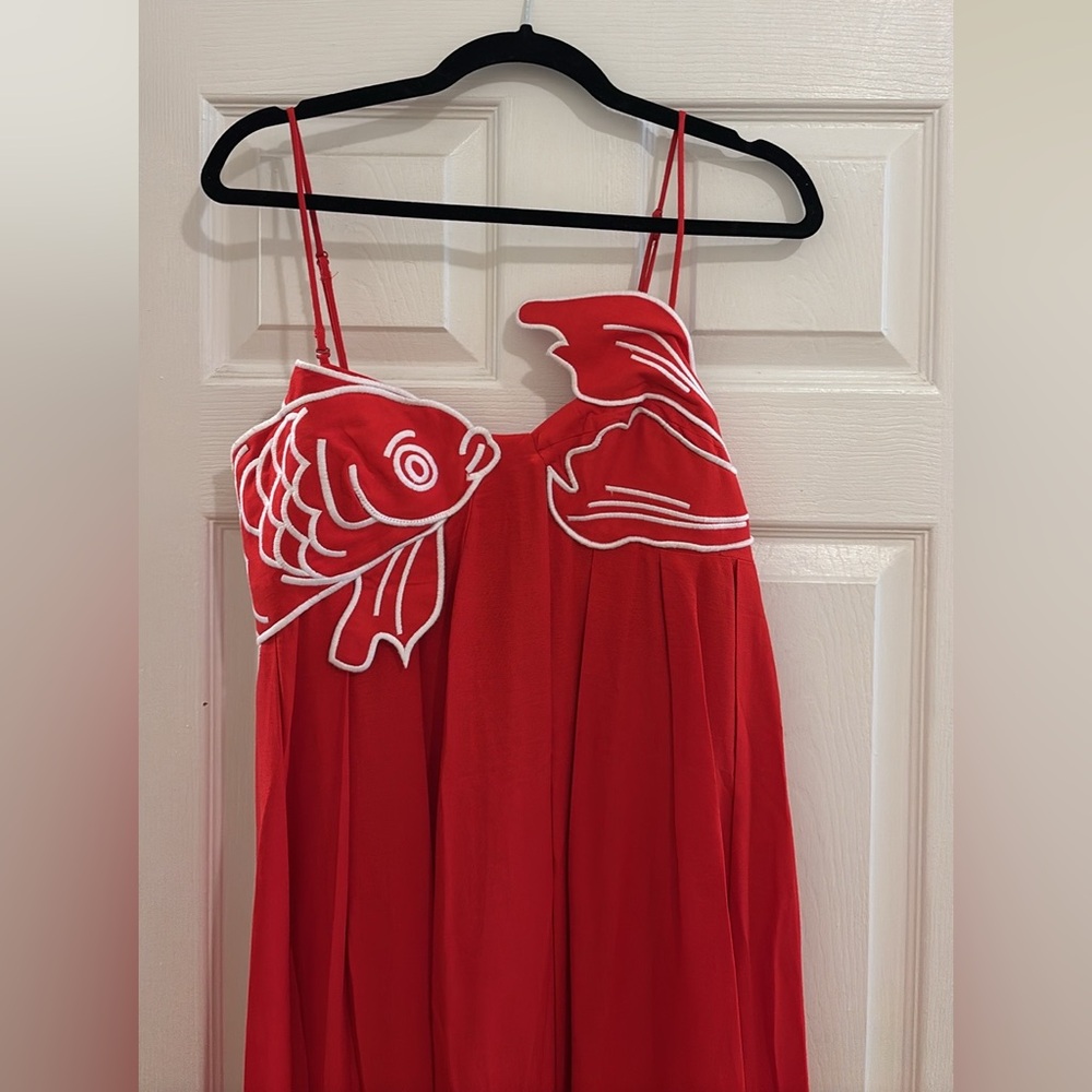 FARM Rio Red Maxi Dress with Fish Design (worn once!)